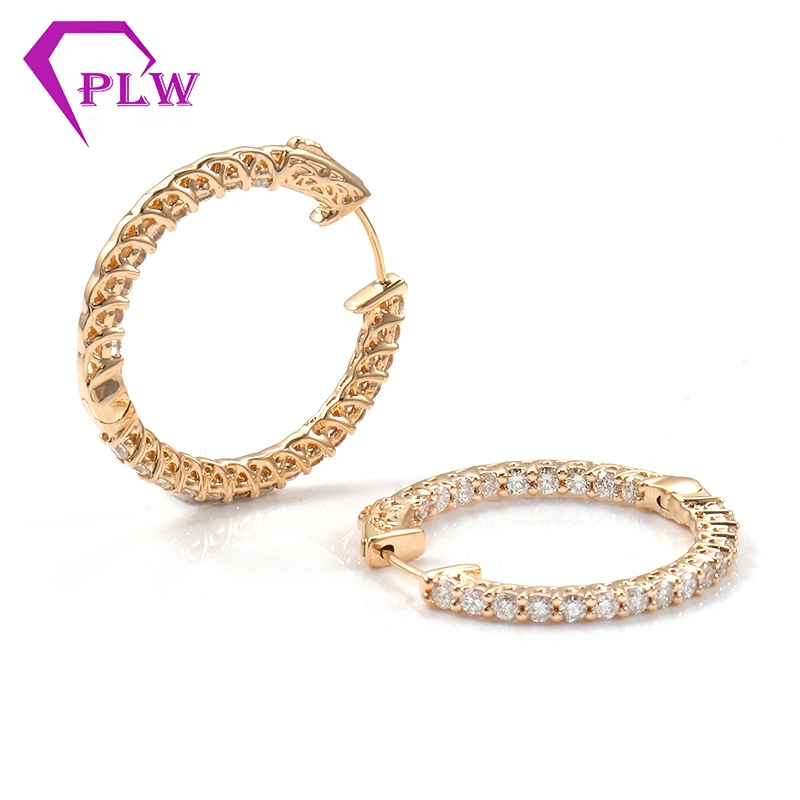 Custom Size Nickel Free 2mm Lab Grown Diamond Twisted Large Huggie Women Gold Hoop Earrings 1