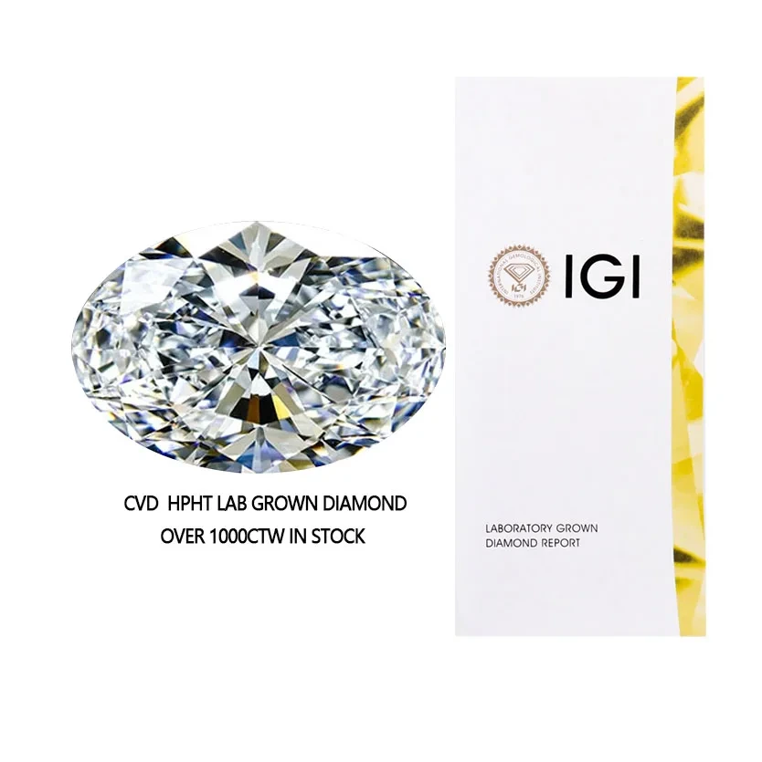 Factory Wholesale Oval Brilliant D VVS 1.0ct 1.1ct 2ct 3ct 4ct 5ct Lab Grown Diamond For Jewelry Engagement Ring 1