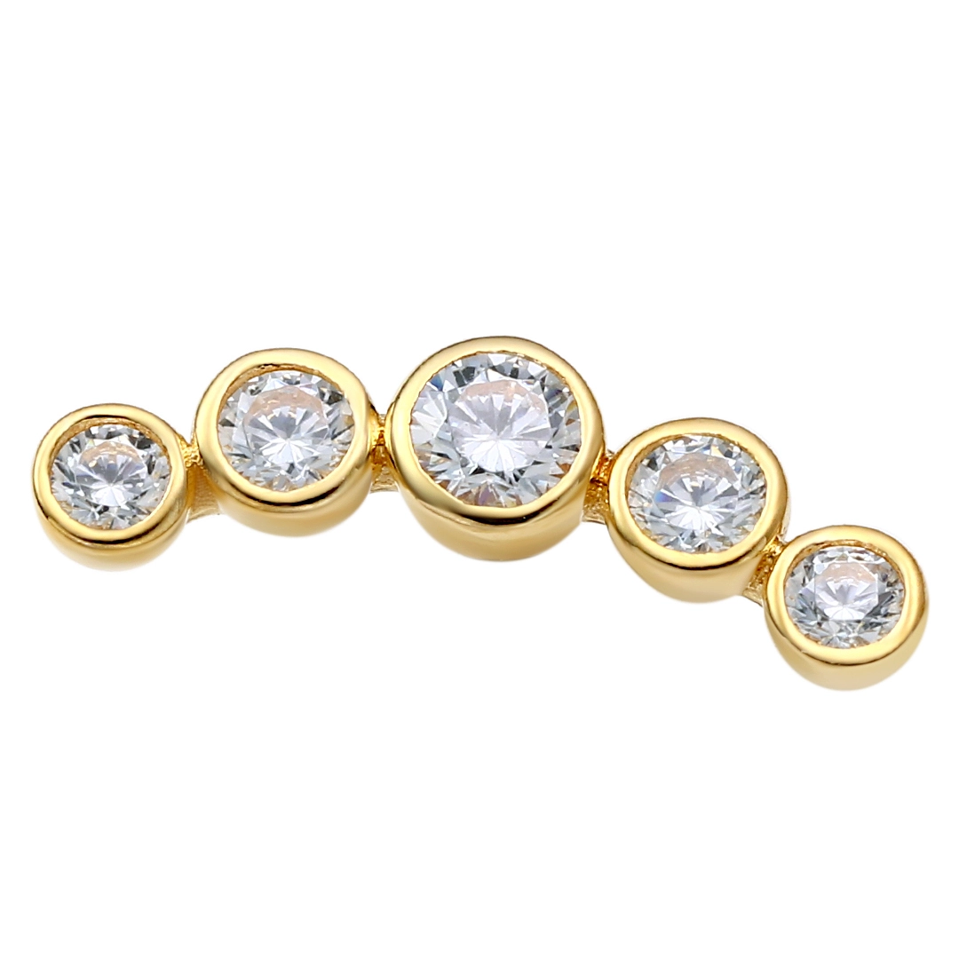 Eternal Metal 14k Solid Gold Threadless Push Pin Ends 5a Clear Zircon Piercing Jewelry 1