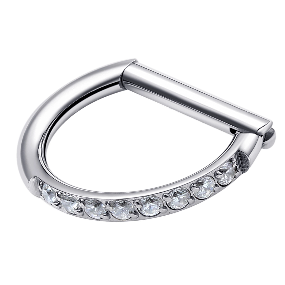 Eternal Metal Astm F136 Titanium Delicate Unique D-ring With Zircon Conch Helix Piercing Jewelry 1