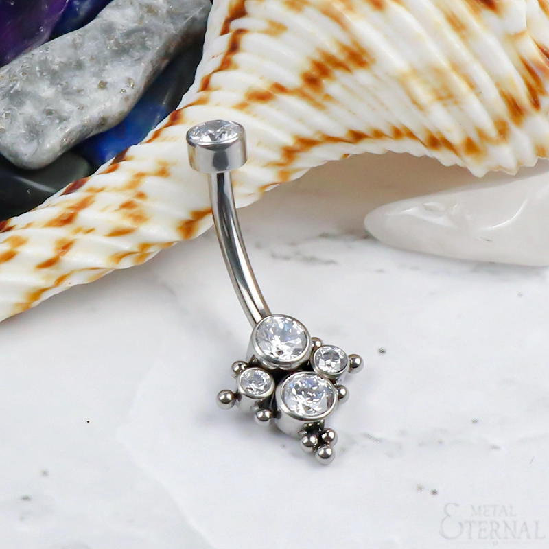 Eternal Metal 14g Astm F136 Titanium Cluster Belly Button Ring 1