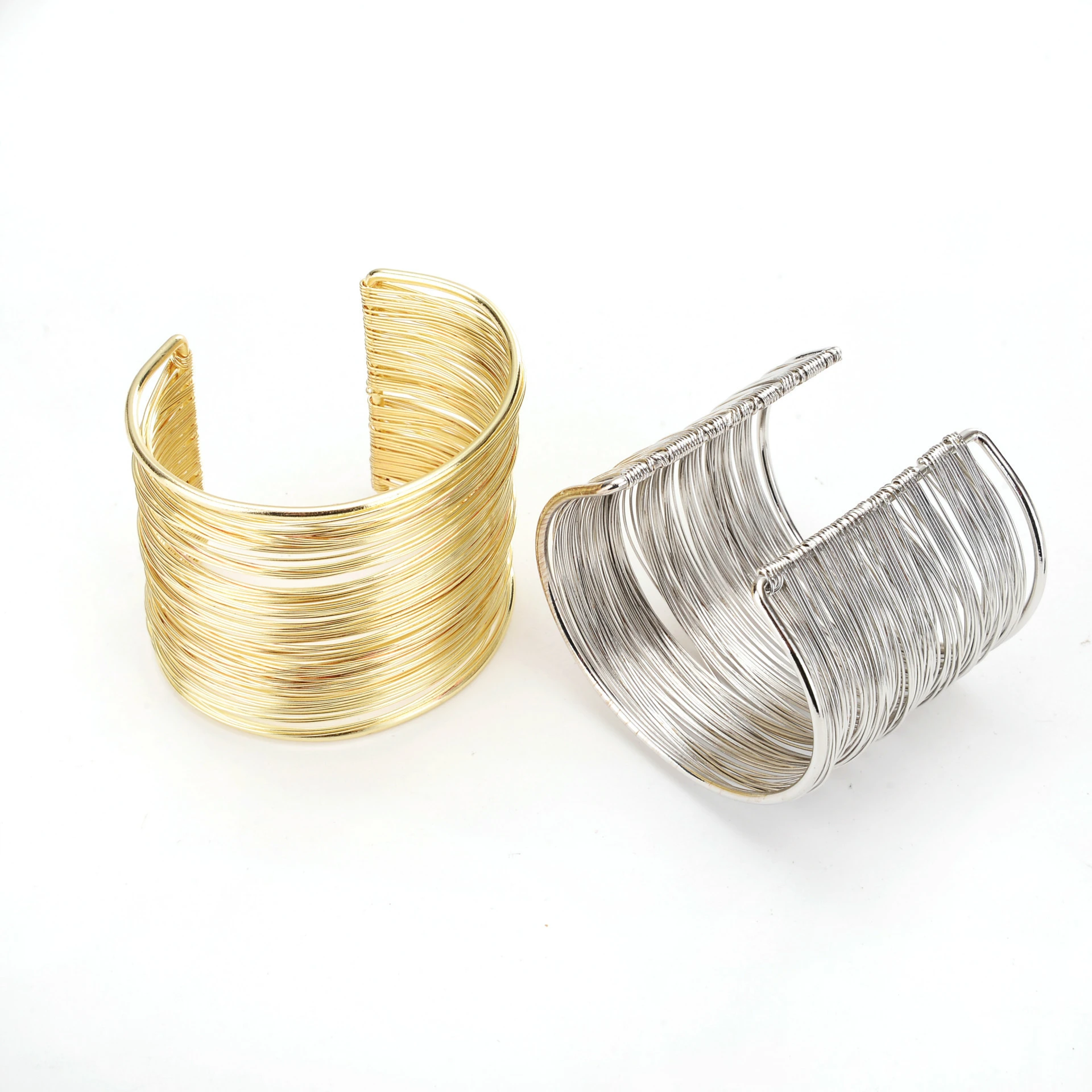 Fashion Jewelry Multi-layer Metal Brushed Open Upper Arm Cuff Adjustable Bracelet For Girls 1