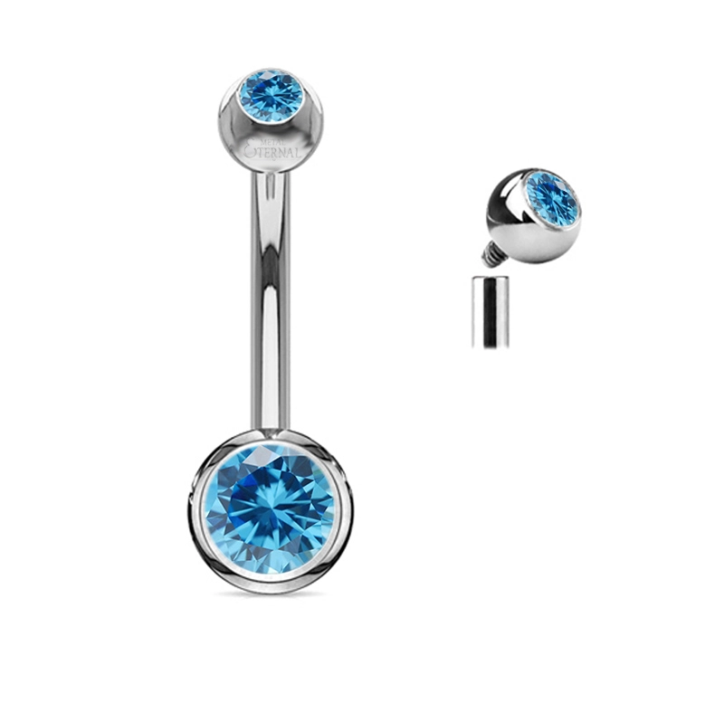 Eternal Metal Astm F136 Titanium Internally Threaded Top Round Bezel Set Cz Belly Button Ring Body Jewelry 1