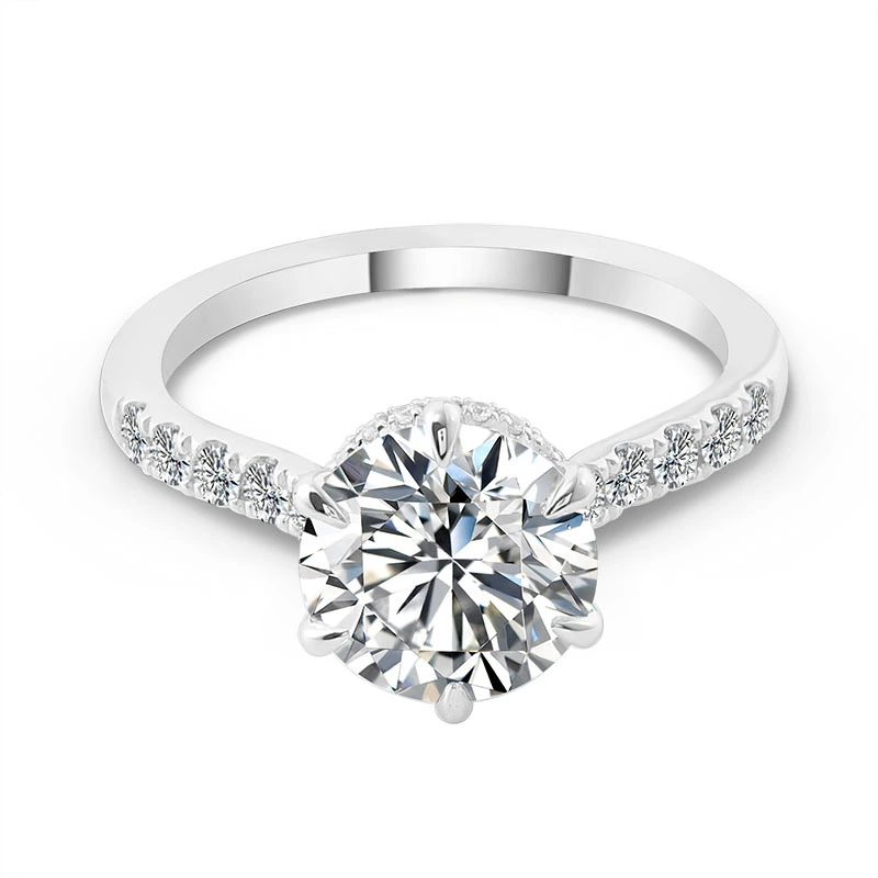 Luxury Fine Lady Gift Jewelry PT950 Engagement Wedding Womens Platinum 4ct Round Platinum Diamond Moisanite Ring 1