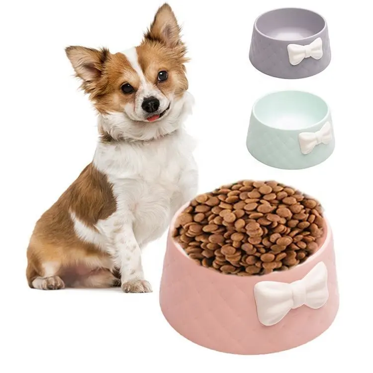 Bol de nourriture léger pour animaux de compagnie, aspect nœud papillon, pour chiens et chats, avec plastique, mangeoire pour animaux de compagnie, abreuvoir, vente en gros, Xinchen 1