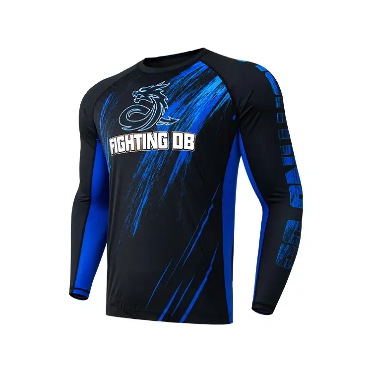 Lógó an Chustaim Mma Gear Rash Guard Fully Sublimation Bjj Martial Arts Caith Pearsantaithe Le hAghaidh Oiliúna agus Comórtais Baselayer 1