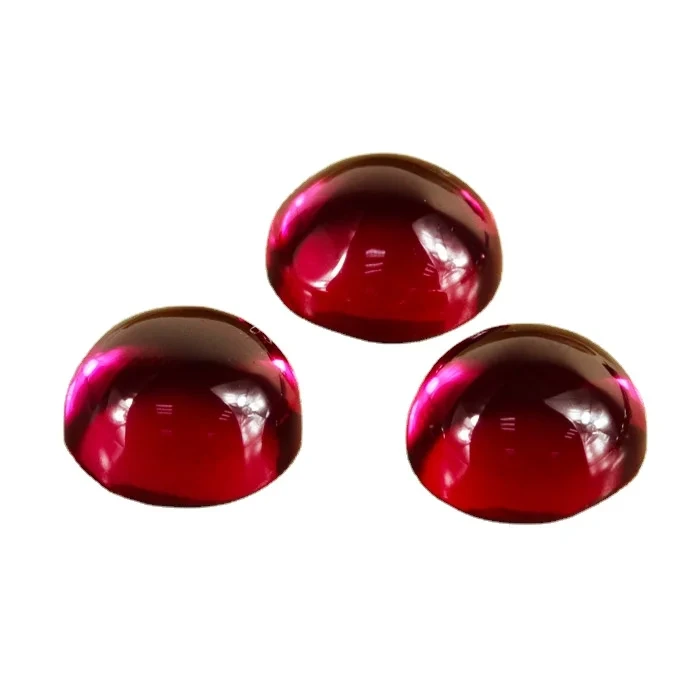Top Selling Synthetic Round Shape Flat Back Cabochon Blood Red Ruby Corundum Products 1