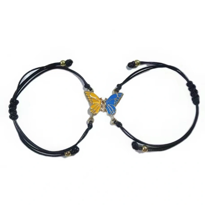 New Best Friends Friendship Bracelet Colorful Oil Dropping Butterfly Simple Weaving Handicraft 1