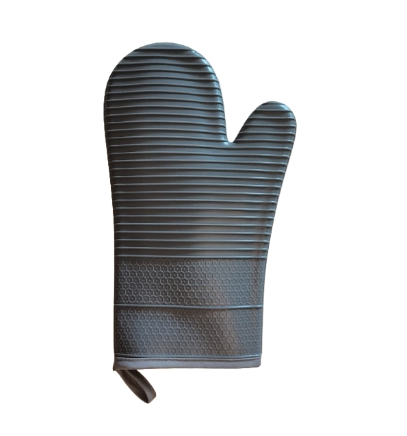 Silicone Oven Mitt with Horizontal Stripes for BBQ Kitchen Baking 1