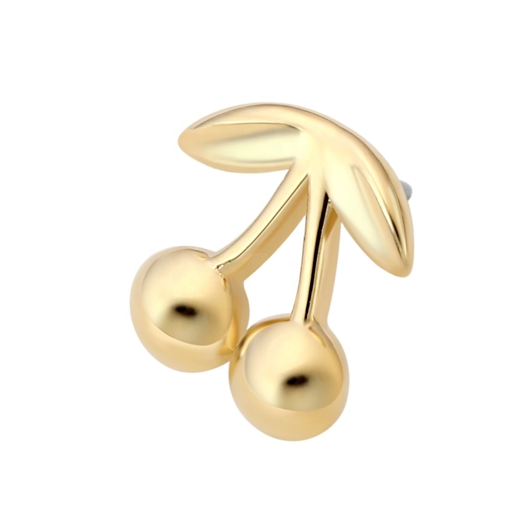 Eternal Metal 14k Solid Gold Cherry Shaped Threadless Ends Piercing Jewelry 1