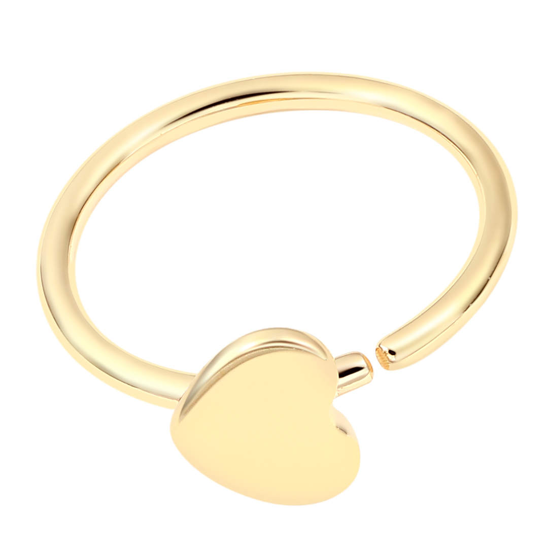 Eternal Metal 14k Solid Gold Plain Heart Nose <000000> Earring Piercing Hoop Navel<000000>labret Seamless Ring Jewelry 5