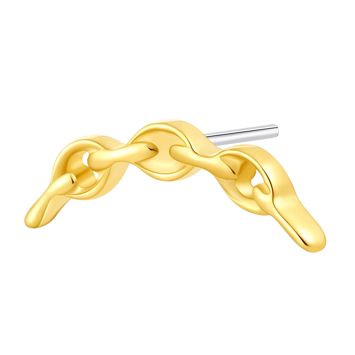 Eternal Metal 14k Solid Yellow Gold Linked Chain Cartilage&ear Piercing Helix Jewelry Threadless Push In Ends Tops 1