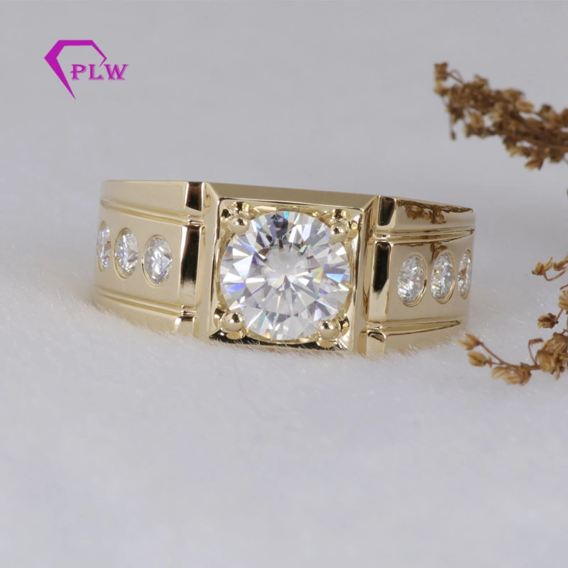 11 grammes 14k jaune or 3carat Moisanite Gold Ring Modèles pour hommes 1