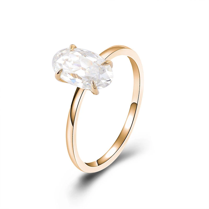 Bijoux fins de style classique anneaux 14k jaune or 2,5 cmt OVAL MISSANITE SALONS DIANT 1