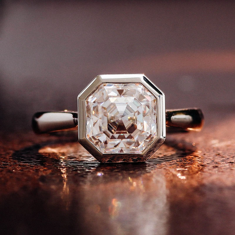 Asscher Cut Moissanite Ring Provence Bijoux Style classique Bijoux Fine Bijoux 14K Ring Gol 1