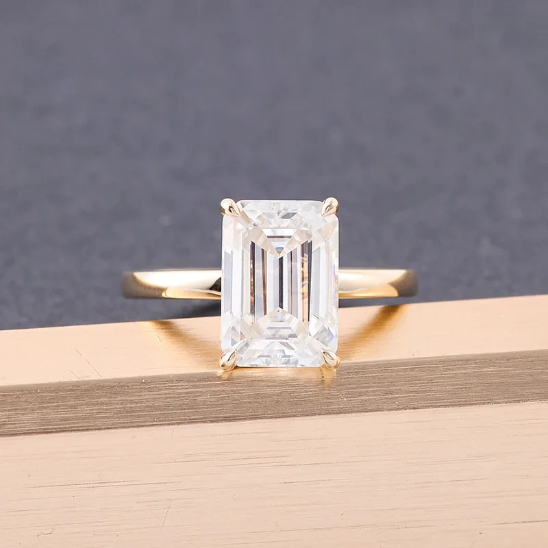 Wholesale Jewelry 3ct Emerald Cut 14k Yellow Gold Jewelry For Women Wedding Bands Lab Diamond Rings Lab Grown Diamond Gold Ring 1