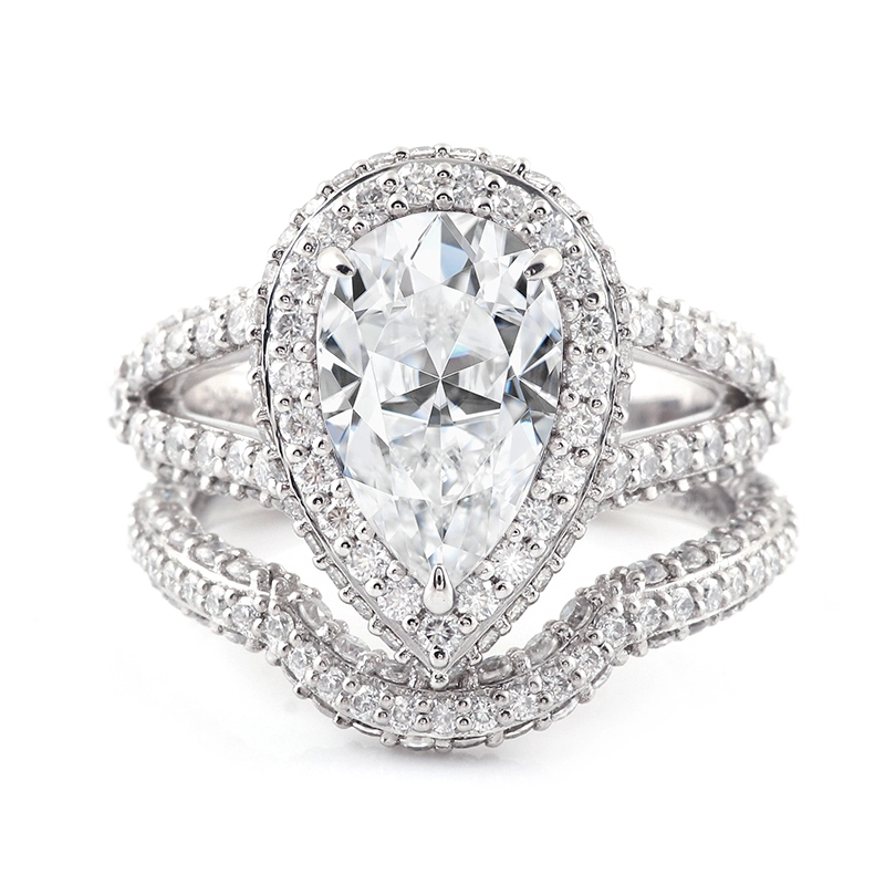 PT950 الذهب مع 2CT 2CTANITE DAIMOND WELDENT RING مجموعة خواتم الأصابع مجموعة مجوهرات النساء 1