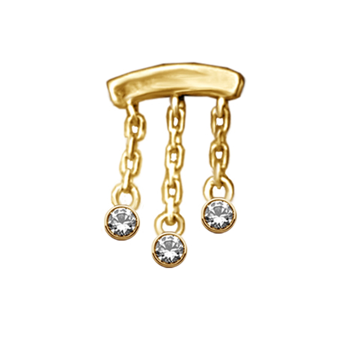 Piercing de corrente pendente sem rosca em ouro maciço 14k de metal eterno com fecho de pressão em ouro 14k 1