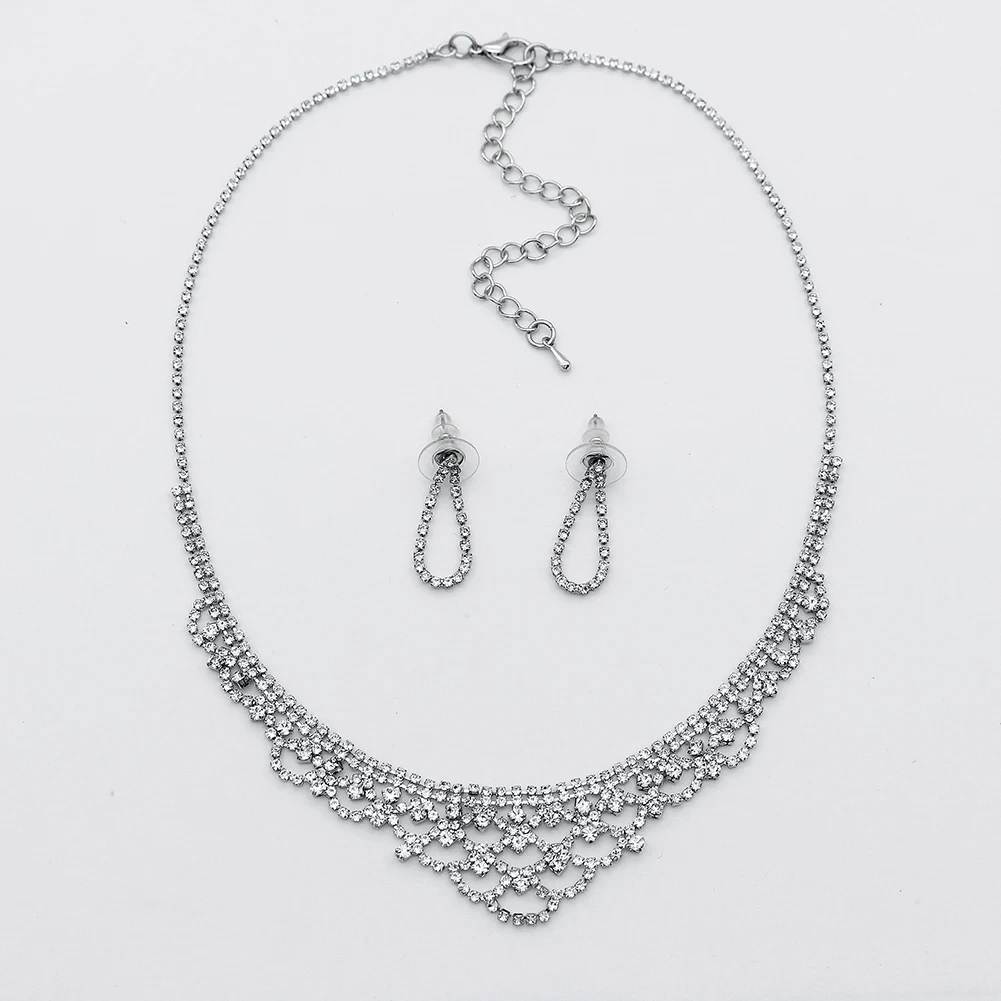 Mermaid Dream Diamond Wedding Jewelry Set - Bridal Necklace & EarringsBridal Necklace & Earrings Mermaid Dream Diamond Wedding Jewelry Set 1