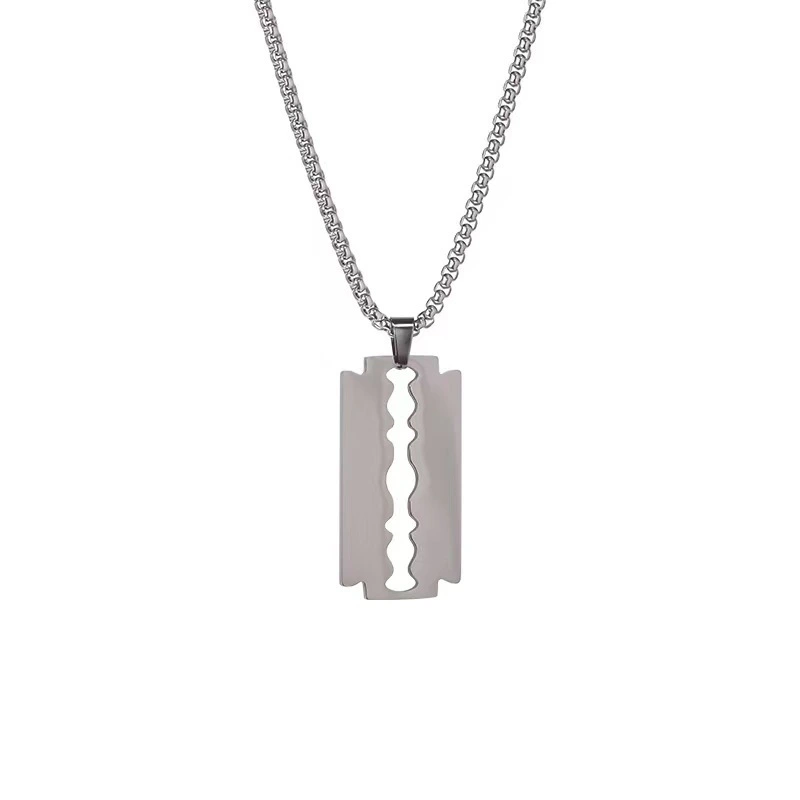 Manufacturer Wholesale Fashion Popular Titanium Steel Razor Pendants Necklace Men And Women General Exquisite Necklace 1