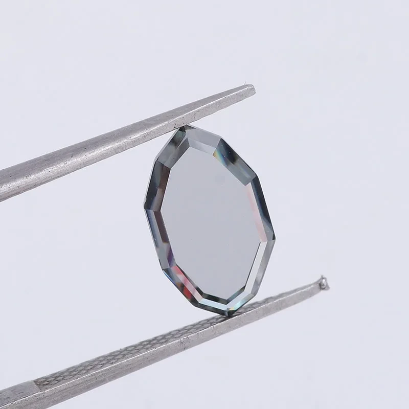 Customized Grey Color Hexagon Shape 1ct 2ct Portrait Cut Loose Moissanite Diamond Stone Setting On Ring 1