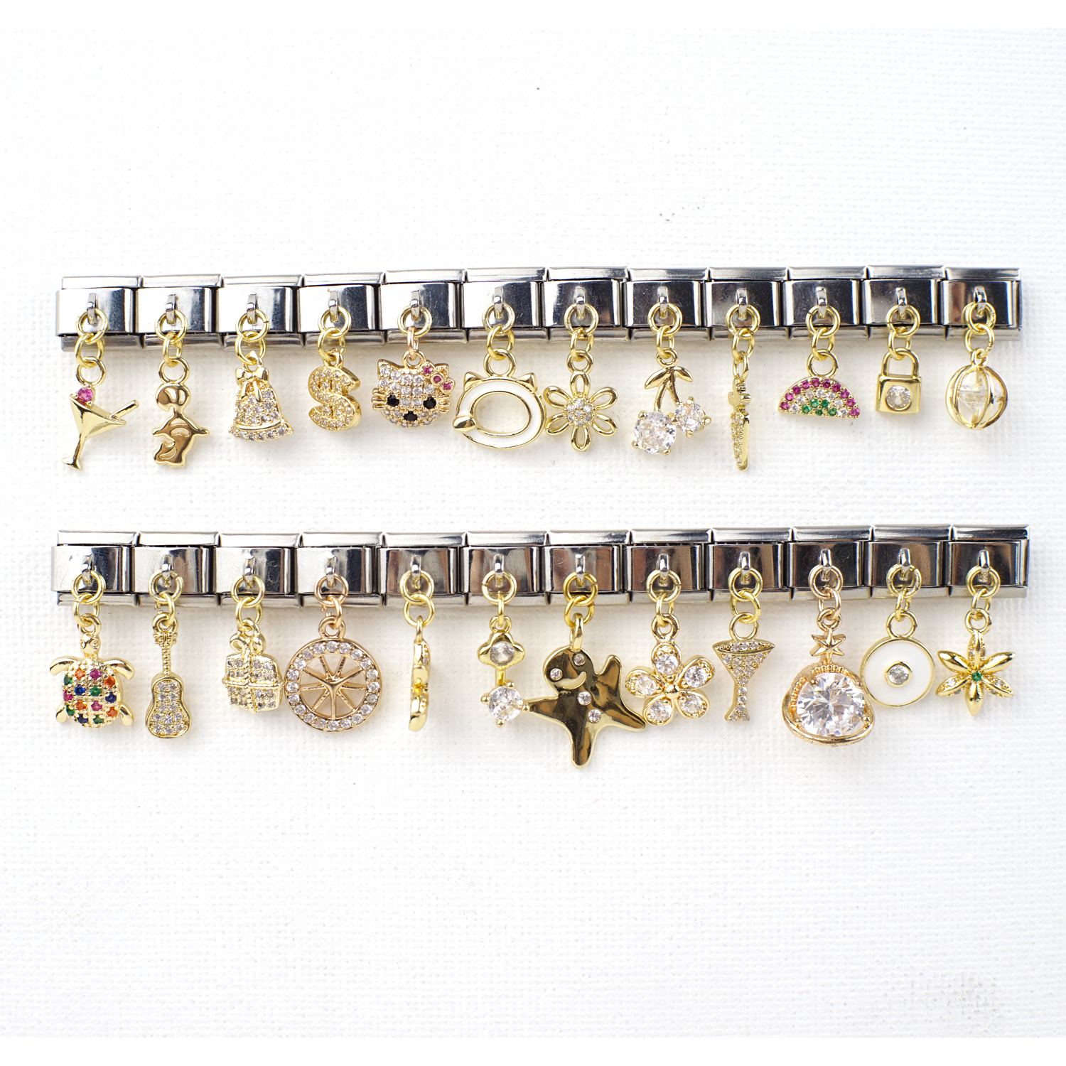 Diy Personalized Shiny Gold Pendant 304 Stainless Steel Italian Charm Bracelet 9mm * 10mm Module 1