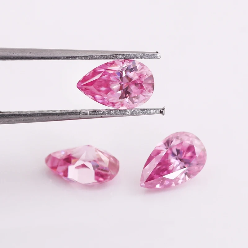 Pink Color Moissanite Gra Certificate Wholesale Loose Gems Stones Color Vvs1 Pear Cut Loose Diamonds Stone Moissanite 1