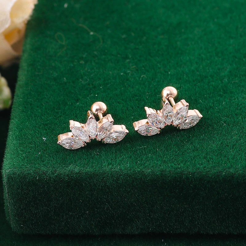 Marquise Cut Moissanite Ohrringe Luxus Design 10k Gelbgold Ohrringe Provence Edelstein Heißverkauf Feine Schmuckohrringe 1