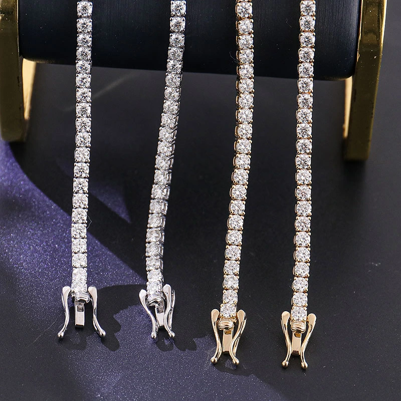18k Yellow Gold Daily Wear Tennis Chain 3mm Moissanite D-vvs1 Women Men Gift Gold Tennis Necklace 18 1