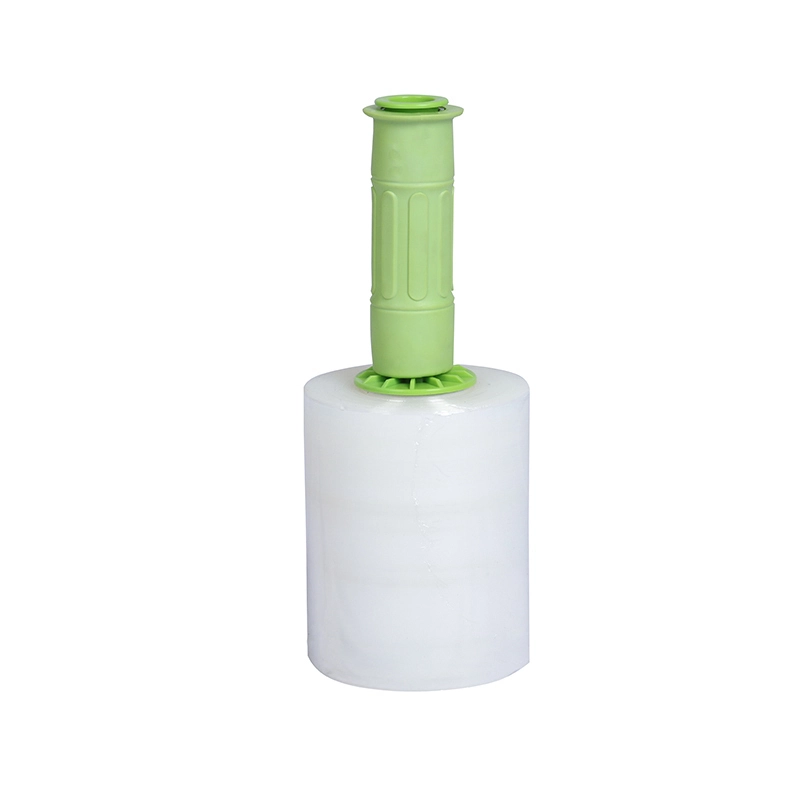 4 Inch Mini Stretch Wrap Film - 1000 Feet With Plastic Handle 1