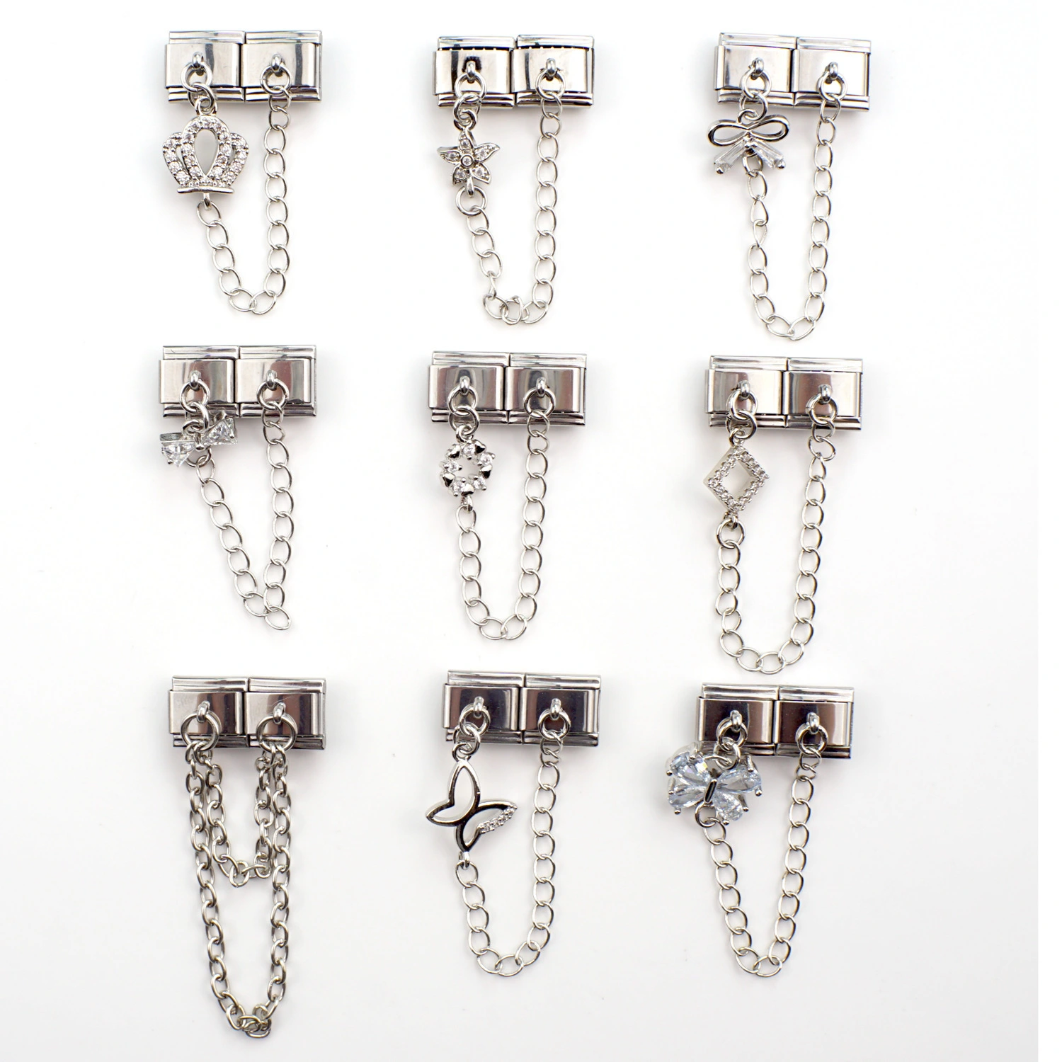 2025 Diy Personalized Pendant Tail Chain Series Pendant 304 Stainless Steel Italian Charm Bracelet 9mm * 10mm Module 1