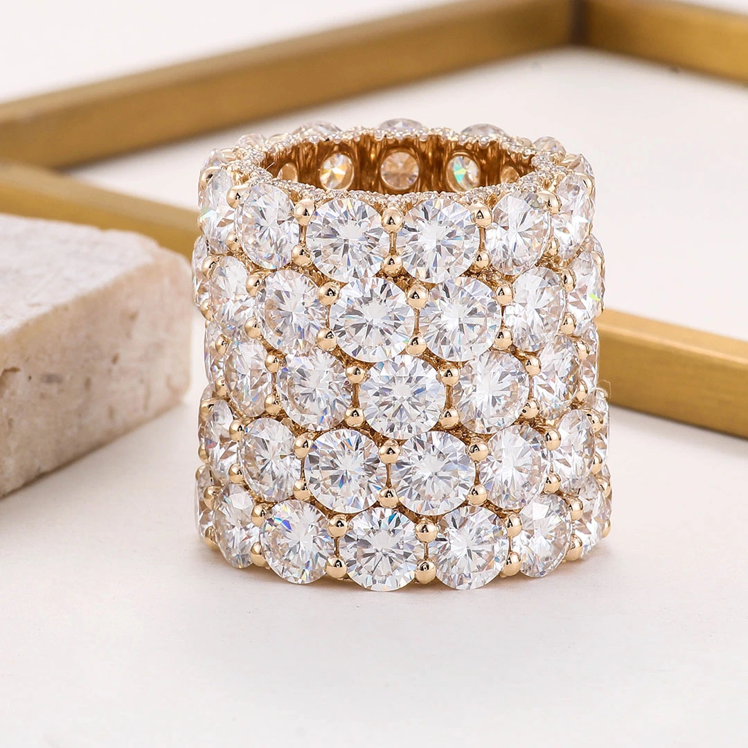 Bague d&39;éternité en moissanite ronde de 5 mm, 4 mm, 3 mm, alliance 1