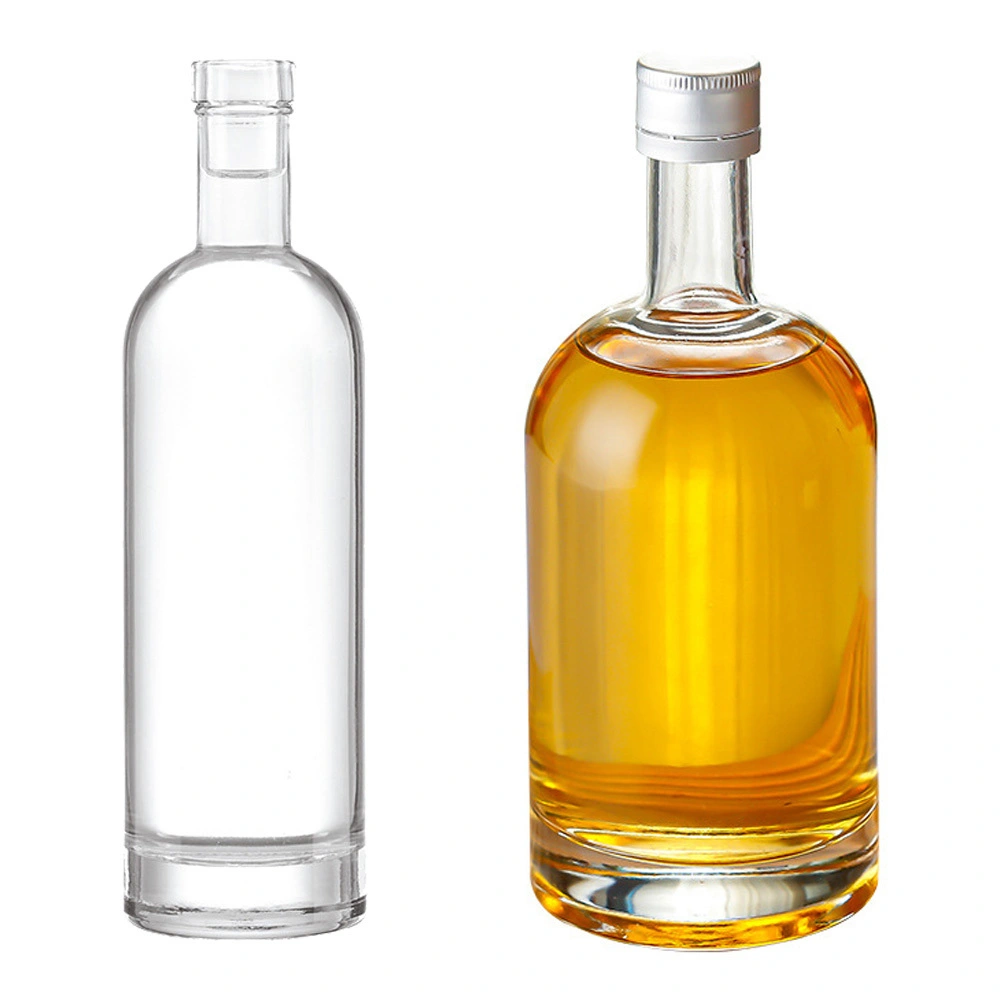 Custom Empty 500ml 750ml 1000ml Round Shape Drinking Glass Bottle For Tequila Whisky Alcohol Bottle 1