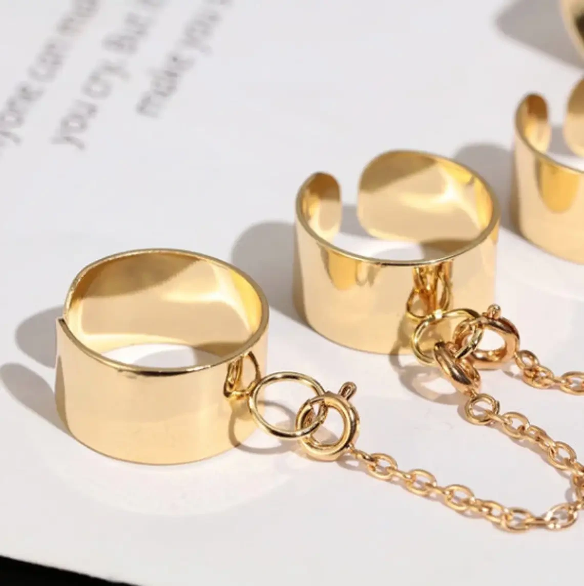 Punk Cool Multi-layer Adjustable Chain Four Open Finger Rings Hip-hop Men's Ring Women Rings 1