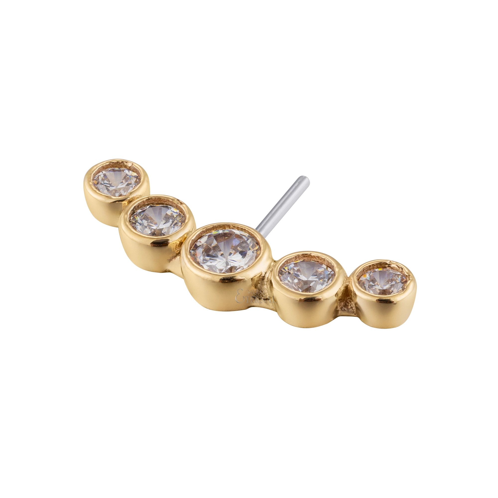 Eternal Metal 14k Gold Piercing Threadless Push Pin With Front Facing 5-round Cz Bezel-set Top Piercing Jewelry 1