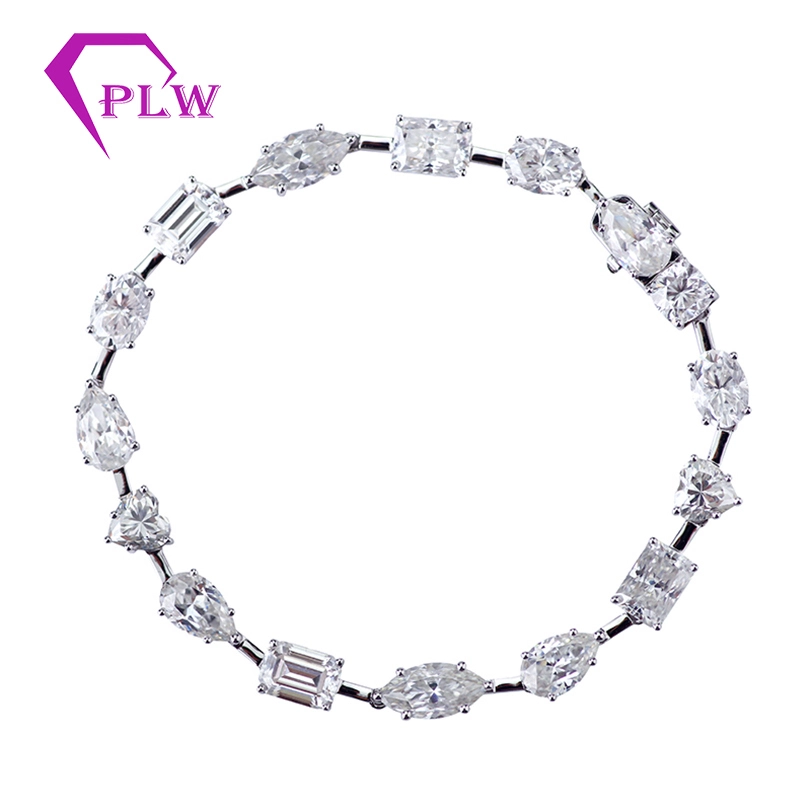 Provence Edelsteine ​​maßgeschneiderte handgefertigte Luxus -Mode -Schmuckcharme 18K Gold Fancy Cut Moissanit Diamond Armband 1