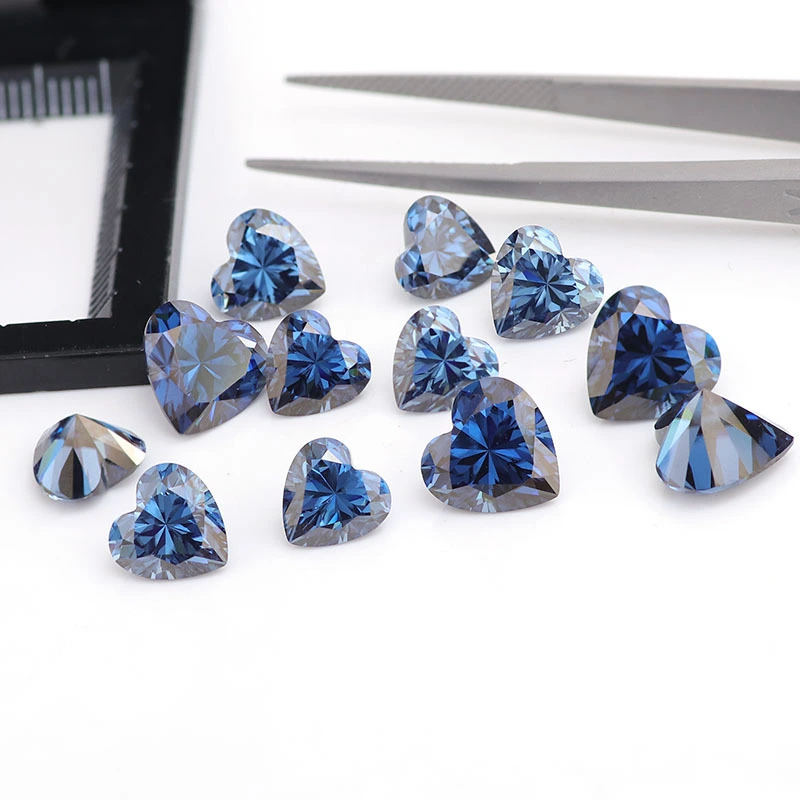 Couleur de couleur bleue Coupe 5x5 5,5 6x6 6,5 7x7 7,5 8x8 8,5 9x9 10x10 mm Gemstone synthétique vvs1 Diamond Stone Loose Diamonds Moissanite 1