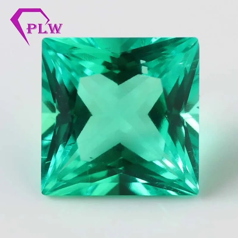 Wholesale Lab Grown Emerald 8x8mm Diamond Princess Cut Hydrothermal Synthetic Columbia Emerald Stone Price Per Carat 1