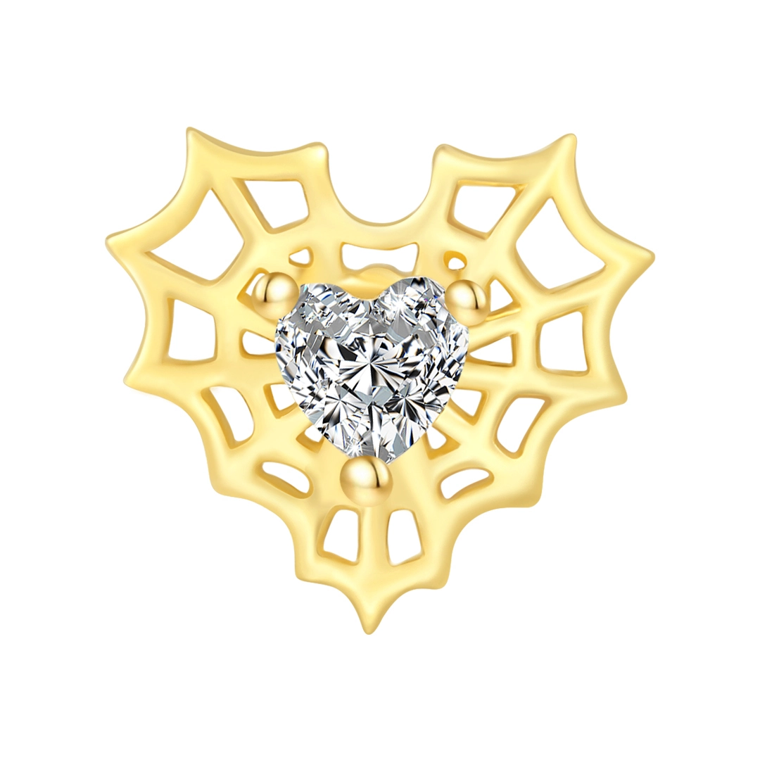 Eternal Metal 14k Solid Gold Heart-shaped Romantic Wedding Fashion Nose Piercing With Zircon For Parties And Gifts 1