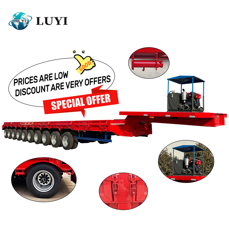 Hot Sell 5 Lines 10 Axles Heavy Hauler Low Flat Semi Trailer Hydraulic ...