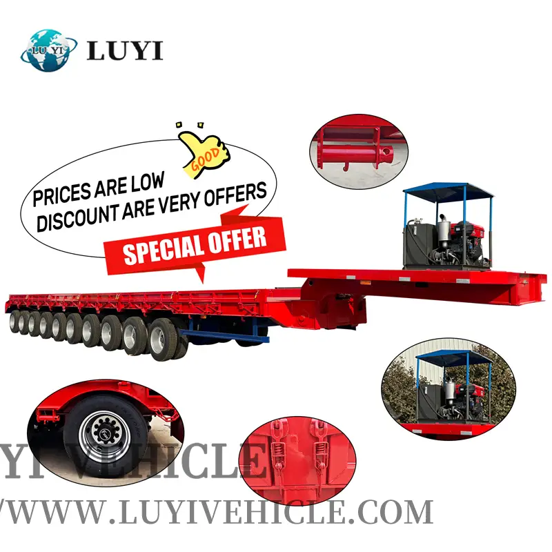 Trailero de 10 ejes de alta tarea se puede ampliar el remolque hidráulico de plataforma baja 1