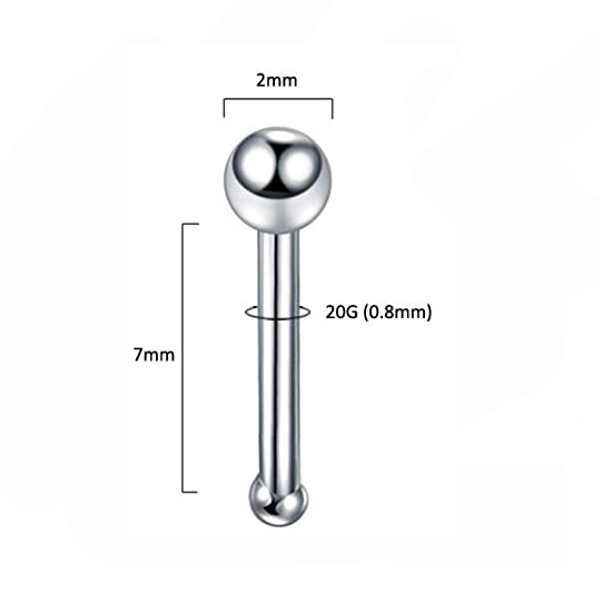 Eternal Astm F136 Titanium 20g 2mm Ball Nose Piercing Stud 1