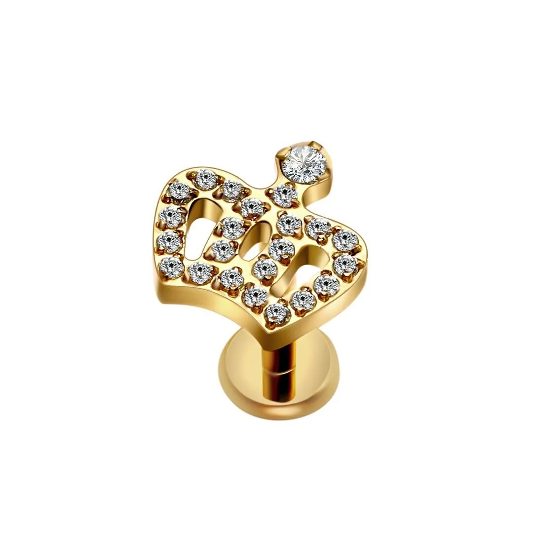 Eternal Metal Titanio Piercing Pvd Gold Plated Crown Internally Threaded Labret Titanium Piercing 1