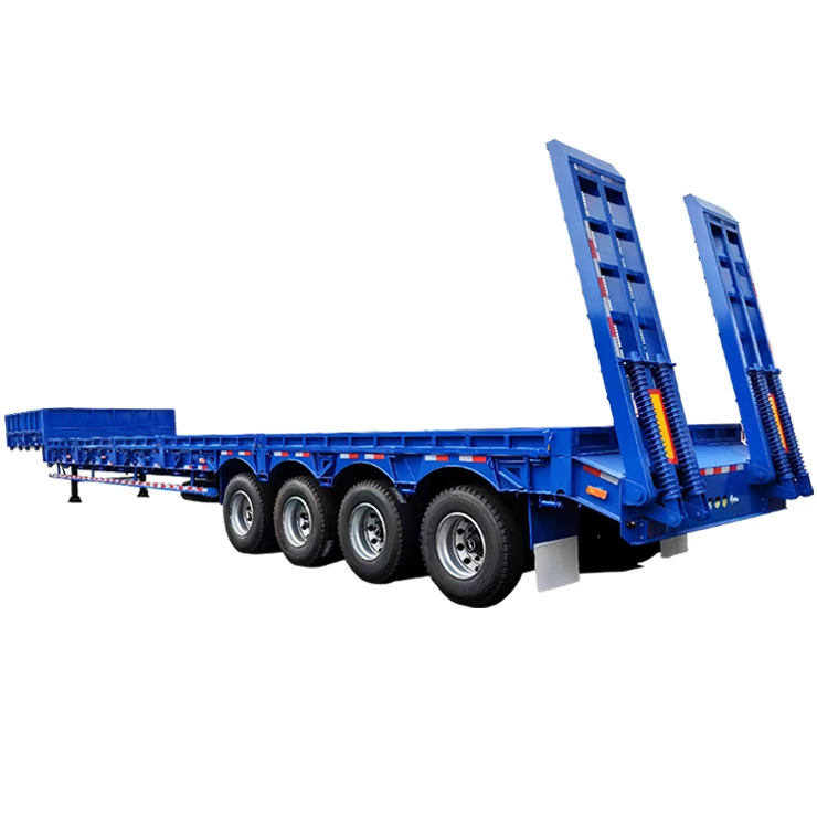 Camion remorque surbaissé robuste à 3 essieux 80 tonnes pour le transport par excavatrice 1