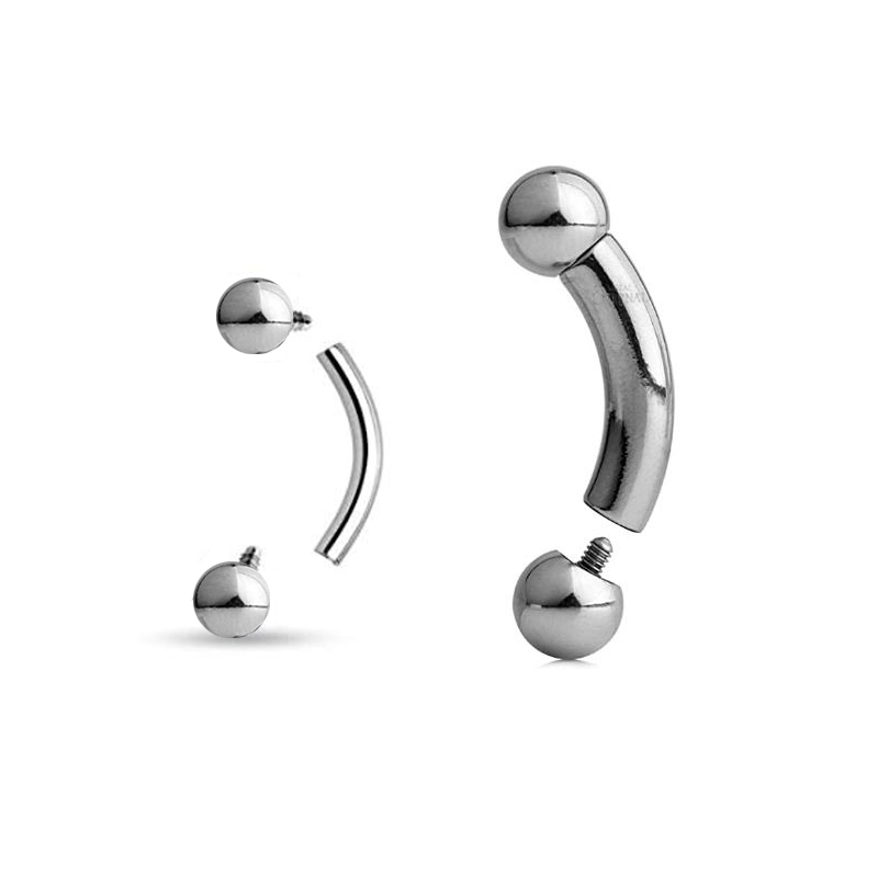 Astm F136 Titanium Internally Threaded Curved Barbells With Balls Eyebrow Rings/ Body Jewelry 1