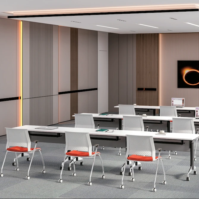 White modular folding study table, popular commercial furniture 1