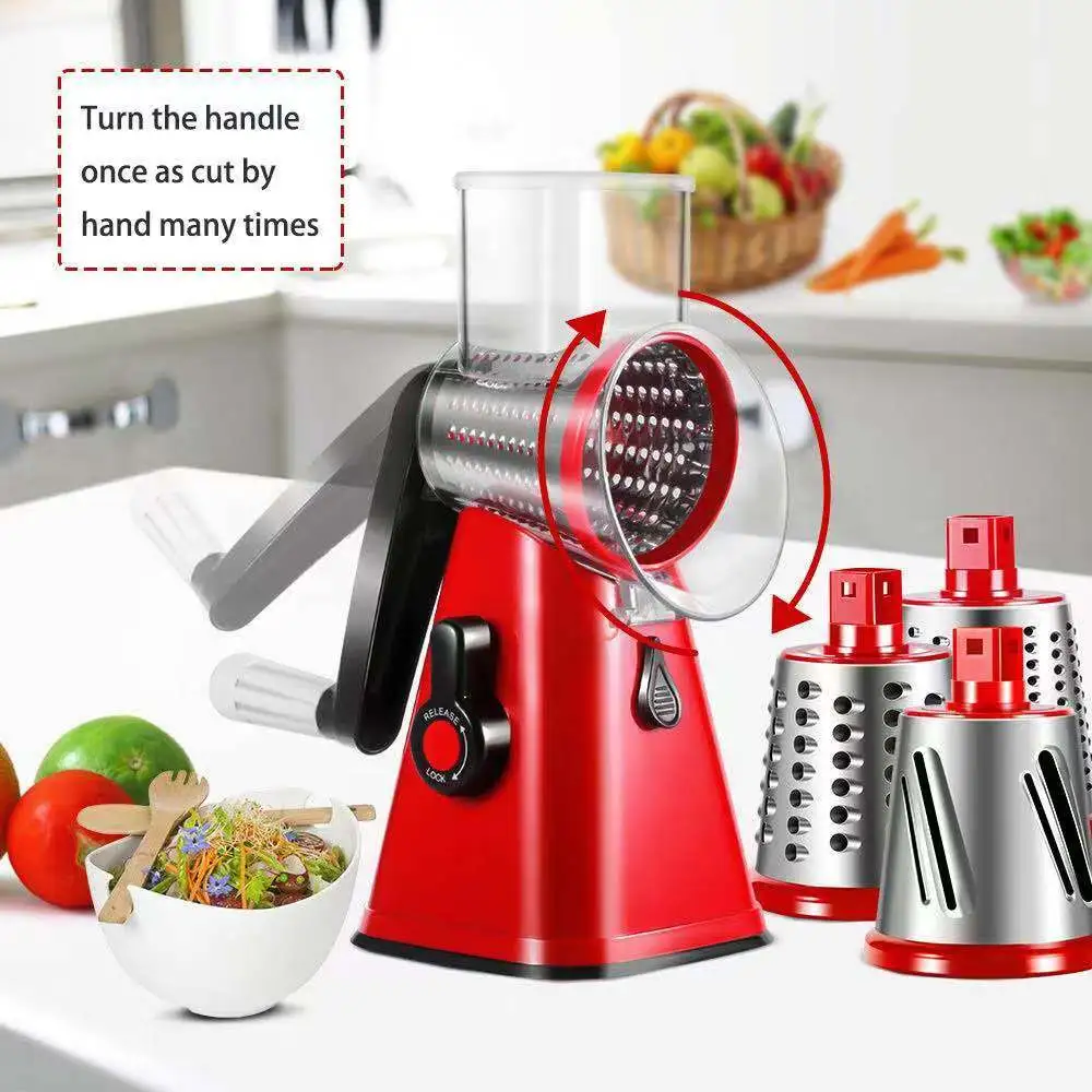 Kitchen Accessories Multifunctional 3 In 1 Mandoline Drum Slicer Manual Vegetable Cutter Kitchen Rotary Cheese Grater 1