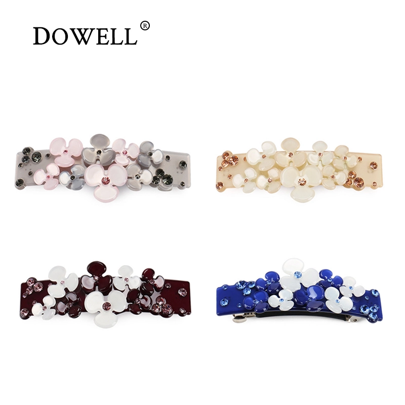 Dowell 한국어 캔디 컬러 꽃 헤어 액세서리 여자 아세테이트 헤어 클로 클립 1