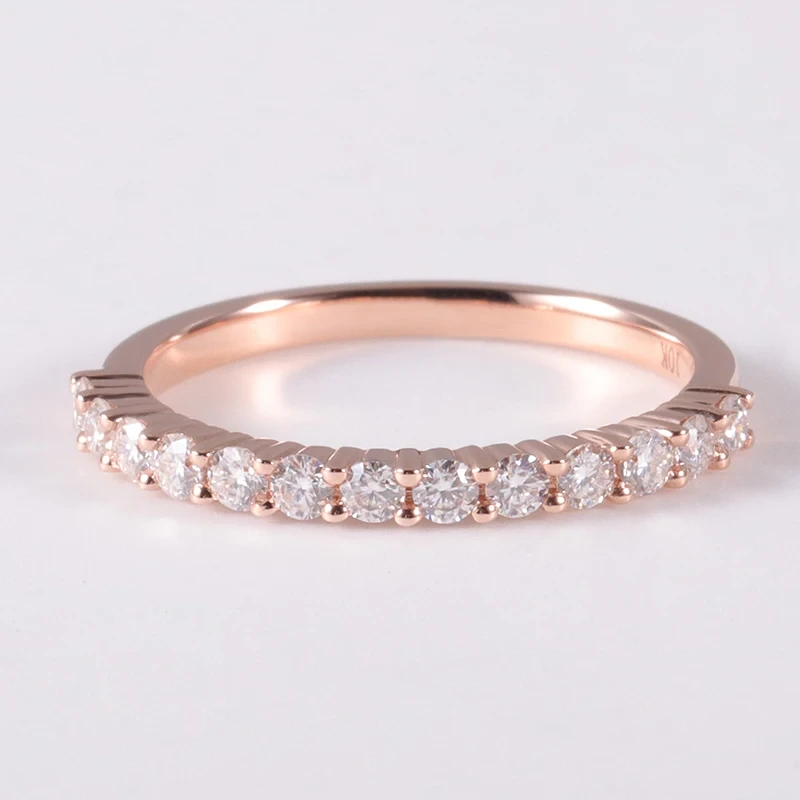 Provence bijoux 1,8 mm de mêlée Moisanite 10k Rose Gold Eternity Ring Band pour le port quotidien 1