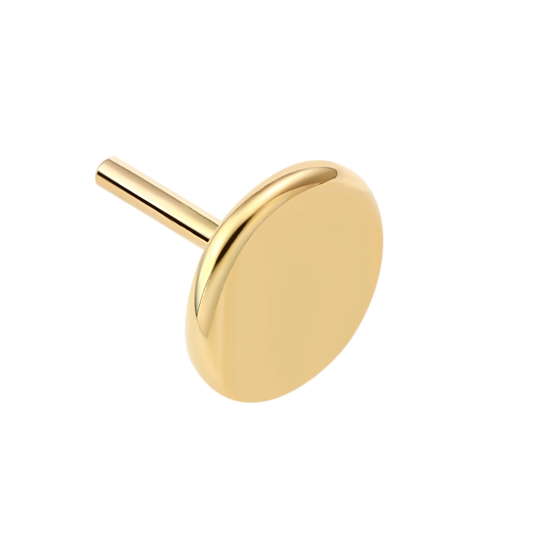 Eternal Metal 14k Solid Yellow Gold Plain Round Flat Noseearring Piercing Labret Jewelry Threadless Push In Ends Tops 1